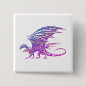 Verbazingwekkende Paarse mozaïekdraak op wit Vierkante Button 5,1 Cm (Voorkant)