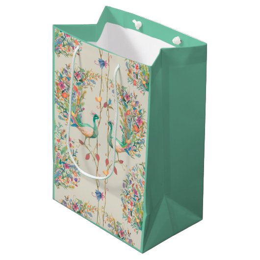 Verbazingwekkende Peacock Grote Gift Bag Medium Cadeauzakje (Voorkant Gekanteld)