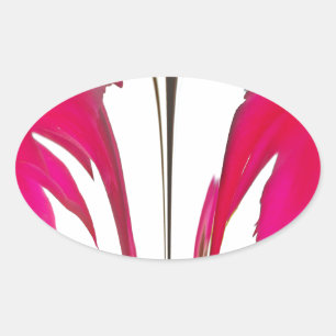 Verbazingwekkende rode roos onder de witte hemel.p ovale sticker