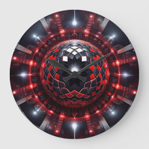 Verbazingwekkende Rood/Zwarte Geruite Mandelbrot S Grote Klok