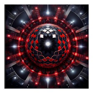 Verbazingwekkende Rood/Zwarte Geruite Mandelbrot S Perfect Poster