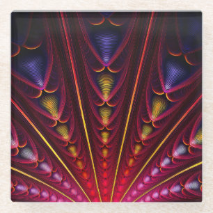 Verbazingwekkende Roze Geel Zwart Fractal Glazen Onderzetter