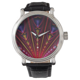 Verbazingwekkende Roze Geel Zwart Fractal Horloge