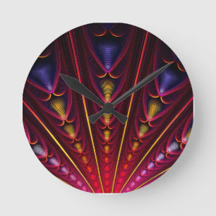 Verbazingwekkende Roze Geel Zwart Fractal Ronde Klok
