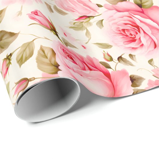 Verbazingwekkende roze romantische Rozen Cadeaupapier (Rol Hoek)