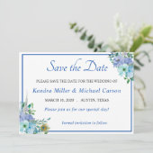 Verbazingwekkende saffierblauwe bloemensave the da save the date (Staand voorkant)