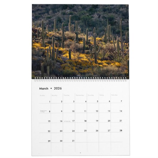 Verbazingwekkende Saguaros Kalender (Mar 2026)