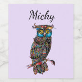 Verbazingwekkende Schattige Paarse boomkor Wijn Etiket (Enkel label)