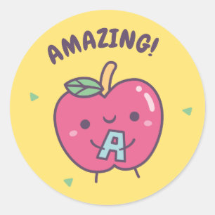 Verbazingwekkende Schattigee rode appel positieve  Ronde Sticker