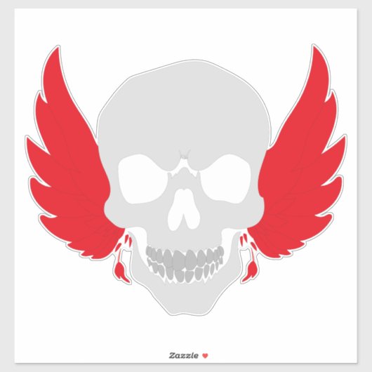 Verbazingwekkende schedel met vleugel sticker (Vel)