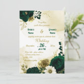 Verbazingwekkende smaragdgroene goudbloemen bruilo kaart (Staand voorkant)