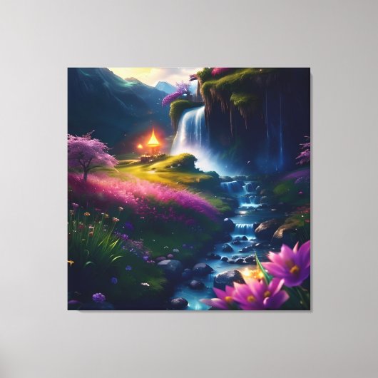 Verbazingwekkende Splendor Waterfall Landschap 1 Canvas Afdruk (Voorkant)