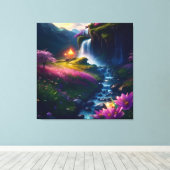 Verbazingwekkende Splendor Waterfall Landschap 1 Canvas Afdruk (Insitu (Houten vloer))