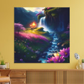 Verbazingwekkende Splendor Waterfall Landschap 1 Canvas Afdruk (Insitu (Woonkamer))