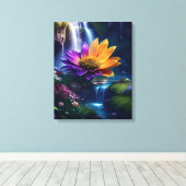 Verbazingwekkende Splendor Waterfall Landschap 2 Canvas Afdruk (Insitu (Houten vloer))