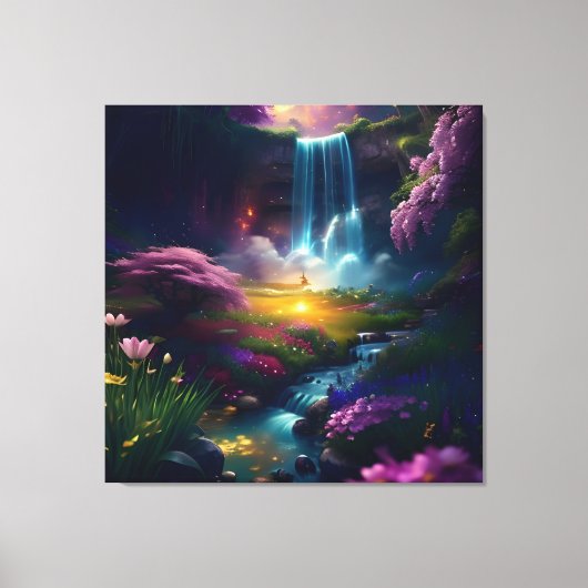 Verbazingwekkende Splendor Waterfall Landschap 3 Canvas Afdruk (Voorkant)