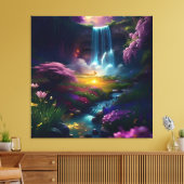 Verbazingwekkende Splendor Waterfall Landschap 3 Canvas Afdruk (Insitu (Woonkamer))