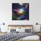 Verbazingwekkende Splendor Waterfall Landschap 3 Canvas Afdruk (Insitu (Slaapkamer))