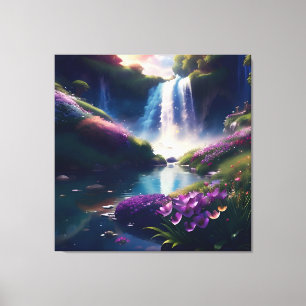 Verbazingwekkende Splendor Waterfall Landschap 6 Canvas Afdruk