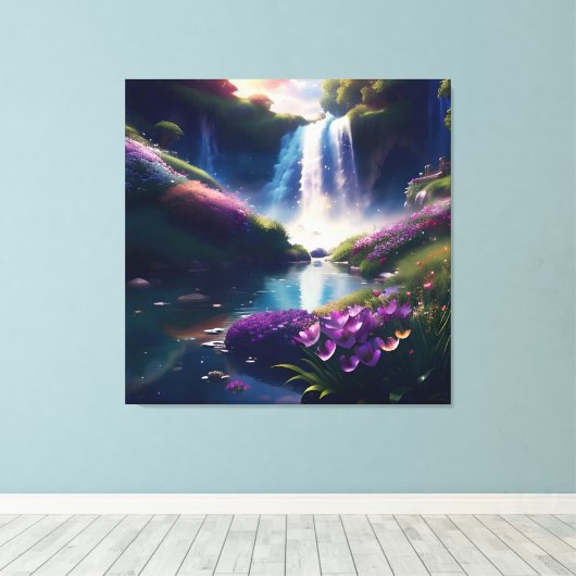 Verbazingwekkende Splendor Waterfall Landschap 6 Canvas Afdruk (Insitu (Houten vloer))