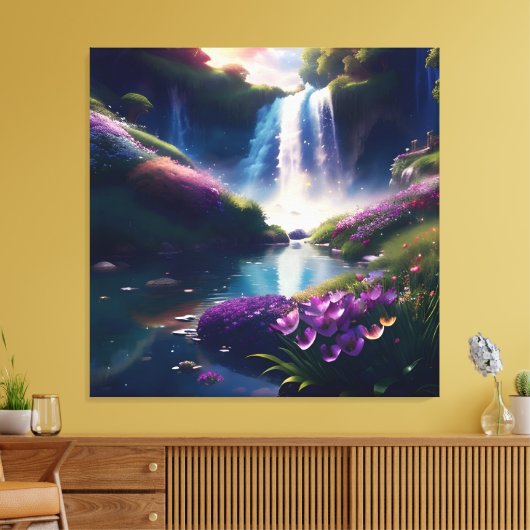 Verbazingwekkende Splendor Waterfall Landschap 6 Canvas Afdruk (Insitu (Woonkamer))