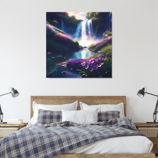 Verbazingwekkende Splendor Waterfall Landschap 6 Canvas Afdruk (Insitu (Slaapkamer))