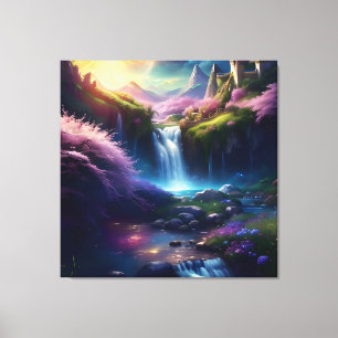 Verbazingwekkende Splendor Waterfall Landschap 8 Canvas Afdruk