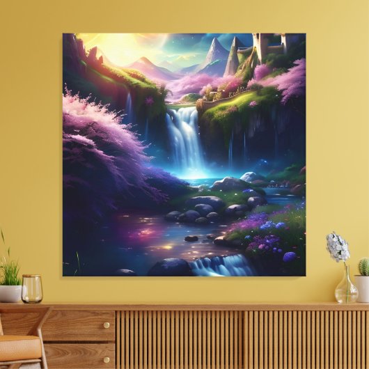 Verbazingwekkende Splendor Waterfall Landschap 8 Canvas Afdruk (Insitu (Woonkamer))