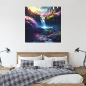 Verbazingwekkende Splendor Waterfall Landschap 8 Canvas Afdruk (Insitu (Slaapkamer))