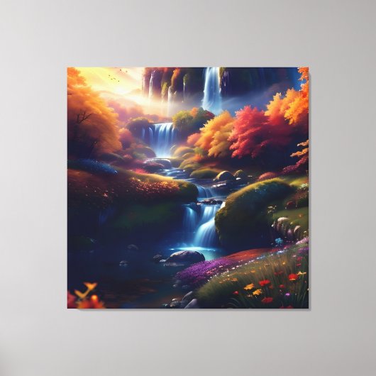 Verbazingwekkende Splendor Waterval Herfst Landsch Canvas Afdruk (Voorkant)