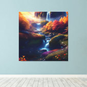Verbazingwekkende Splendor Waterval Herfst Landsch Canvas Afdruk (Insitu (Houten vloer))