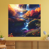 Verbazingwekkende Splendor Waterval Herfst Landsch Canvas Afdruk (Insitu (Woonkamer))