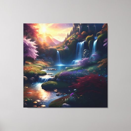 Verbazingwekkende Splendor Waterval Herfst Landsch Canvas Afdruk (Voorkant)