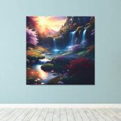 Verbazingwekkende Splendor Waterval Herfst Landsch Canvas Afdruk (Insitu (Houten vloer))
