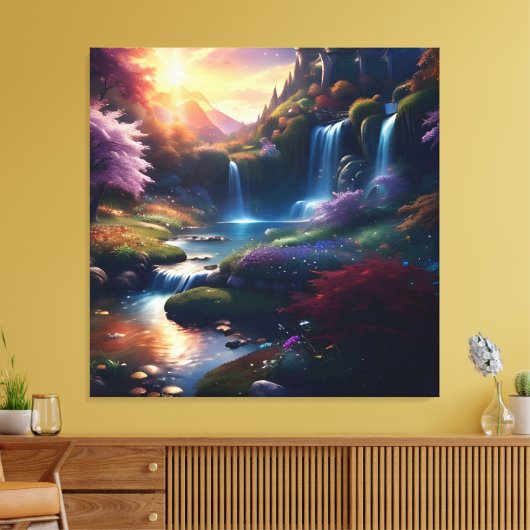 Verbazingwekkende Splendor Waterval Herfst Landsch Canvas Afdruk (Insitu (Woonkamer))