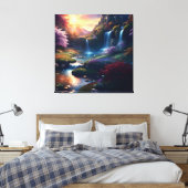 Verbazingwekkende Splendor Waterval Herfst Landsch Canvas Afdruk (Insitu (Slaapkamer))