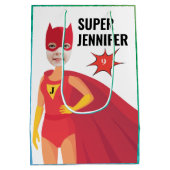Verbazingwekkende superheld Girl Birthday Gift Fab Medium Cadeauzakje (Achterkant)