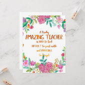 Verbazingwekkende taakomschrijving van de leraar kaart (Voorkant / Achterkant in situ)