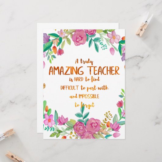 Verbazingwekkende taakomschrijving van de leraar kaart (Voorkant / Achterkant in situ)