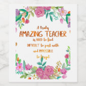 Verbazingwekkende taakomschrijving van de leraar wijn etiket (Enkel label)