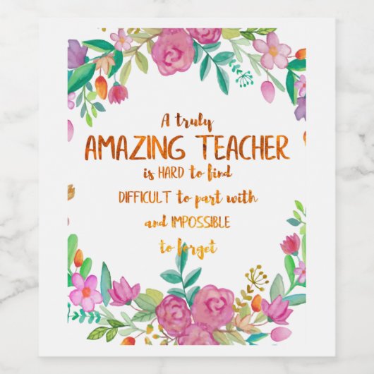 Verbazingwekkende taakomschrijving van de leraar wijn etiket (Enkel label)