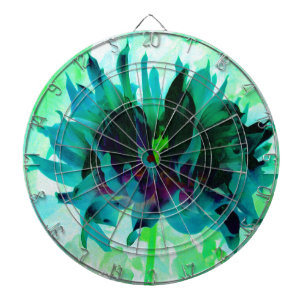 Verbazingwekkende Teal en Zwarte Cactus Dahlia Dartbord