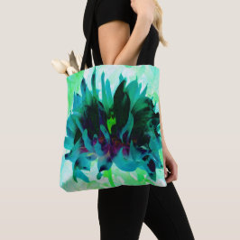 Verbazingwekkende Teal en Zwarte Cactus Dahlia Tote Bag