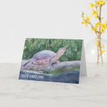 Verbazingwekkende tropische schildpad  kaart<br><div class="desc">Amazing Tropical Turtle lopen op een log kruising van een vijver WENSKAART - Voor het dierenvriend, land of zee om jezelf uit te drukken met uw eigen persoonlijke boodschap aan vrienden en familie op elke gelegenheid, elke viering, elke vakantie of om te zeggen Dank u - Gedrukt uit Originele (copyright)...</div>