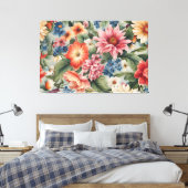 Verbazingwekkende verfijnde kleurrijke zomerbloeme canvas afdruk (Insitu (Slaapkamer))