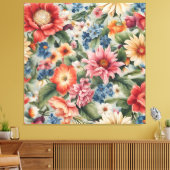 Verbazingwekkende verfijnde kleurrijke zomerbloeme canvas afdruk (Insitu (Woonkamer))