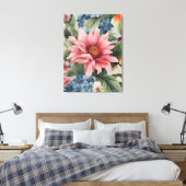 Verbazingwekkende verfijnde kleurrijke zomerbloeme canvas afdruk (Insitu (Slaapkamer))
