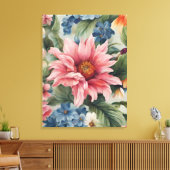 Verbazingwekkende verfijnde kleurrijke zomerbloeme canvas afdruk (Insitu (Woonkamer))