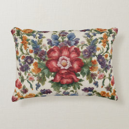 Verbazingwekkende verfijnde rode bloem en delicate accent kussen