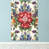 Verbazingwekkende verfijnde rode bloem en delicate canvas afdruk (Insitu (Houten vloer))